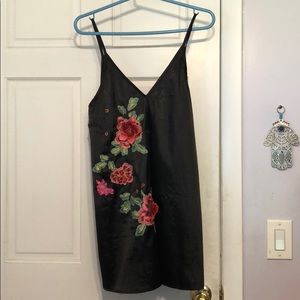 Black slip dress with roses from LF